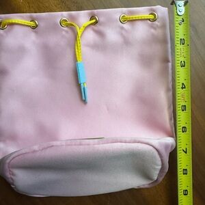 Pink Prada Candy Drawstring Bag with Yellow Accents
